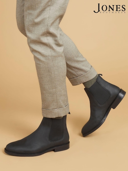 Svart - Jones Bootmaker Mens Debden Leather Chelsea Boots (U02048) | kr2 530