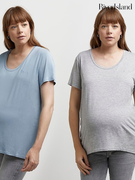 River Island Blue Maternity Nursing Layered T-Shirt Multipack (U02311) | €18