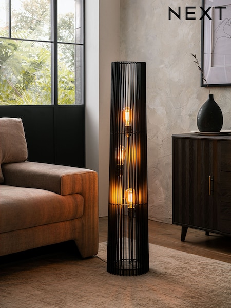 Black Brooklyn 3 Light Floor Lamp (U02498) | €305