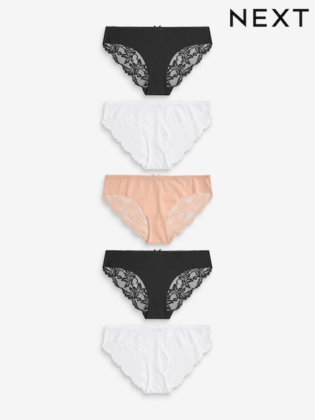 Black/White/Nude Brazilian Lace No VPL Brazilian Briefs 5 Pack (U02582) | € 13