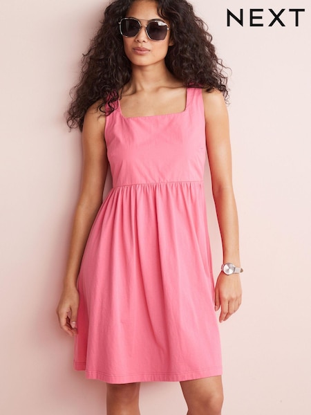 Pink Sleeveless Babydoll Midi Dress (U02683) | €11