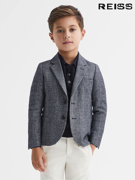 Reiss Navy Babbington 4-9 yrs Single Breasted Check Blazer (U02898) | €55
