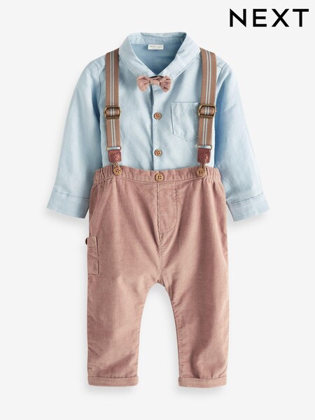Mink Brown 4 Piece Shirt Body, Trousers and Braces Set (0mths-2yrs) (U03429) | €23 - €25