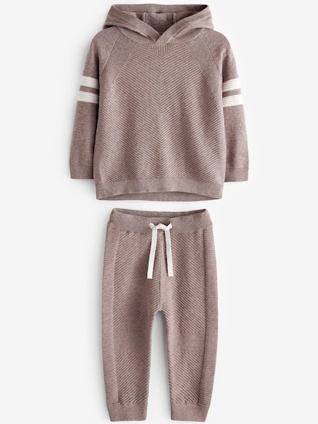 Taupe rjava - Knitted Ripple Hoody Set (3mths-7yrs) (U03498) | € 15 - € 18