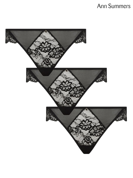 Ann Summers Black Sexy Lace Brazilian 3 Pack Briefs (U03677) | $17