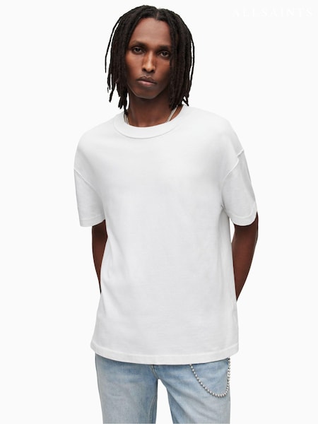 AllSaints Off White 100% Cotton Isac Short Sleeve Crew T-Shirt (U03749) | €72