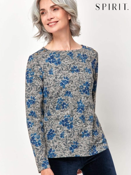 Spirit Blue Floral Soft Touch Top (U03866) | €11