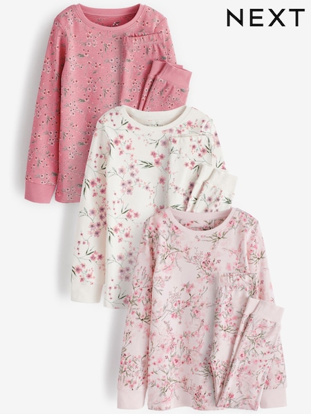 Roza/krem cvetlična pižama - 3 Pack Pyjamas (3-16yrs) (U04005) | € 32 - € 39