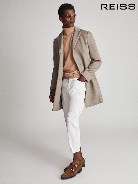 Reiss Natural Gable Wool Blend Epsom Overcoat (U04346) | €469