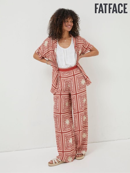 FatFace Natural Scarf Print Palazzo Trousers (U04525) | €37