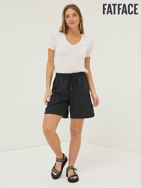 FatFace Black Tenby Linen Shorts (U04537) | €27