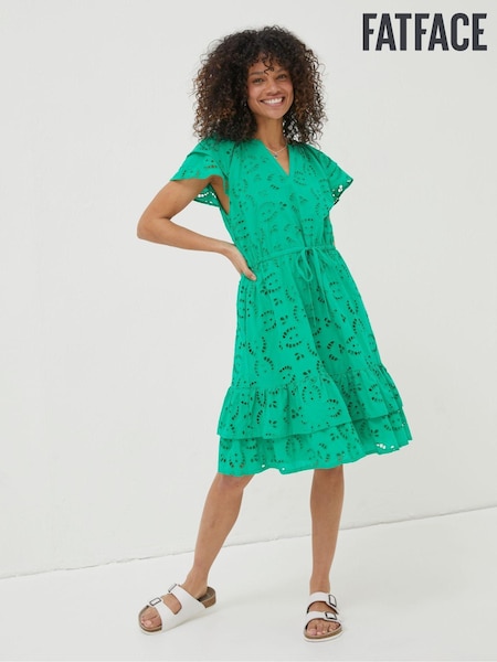 FatFace Green Brady Broderie Dress (U04571) | €50