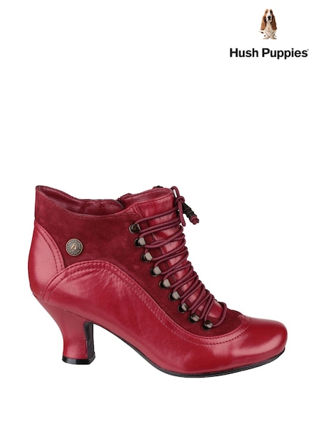Roșu - Hush Puppies Vivianna Lace-Up Heeled Boots (U06573) | 730 LEI