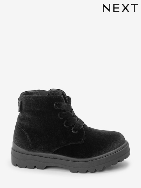 Black Velvet Lace-Up Boots (U06706) | €11.50 - €12.50