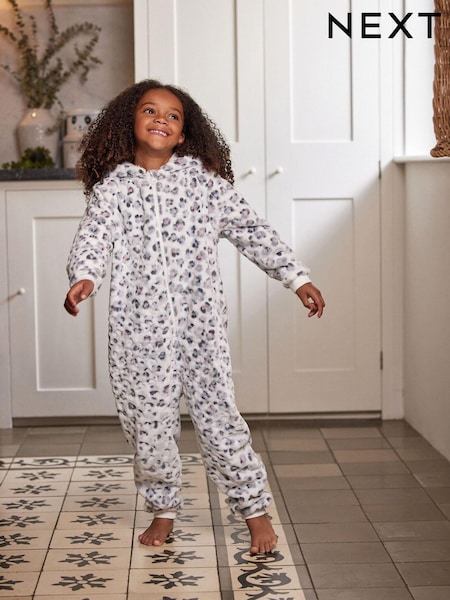 White/Grey Kids Matching Family Animal Print Fleece All-In-One (1.5-16yrs) (U06714) | € 6 - € 9