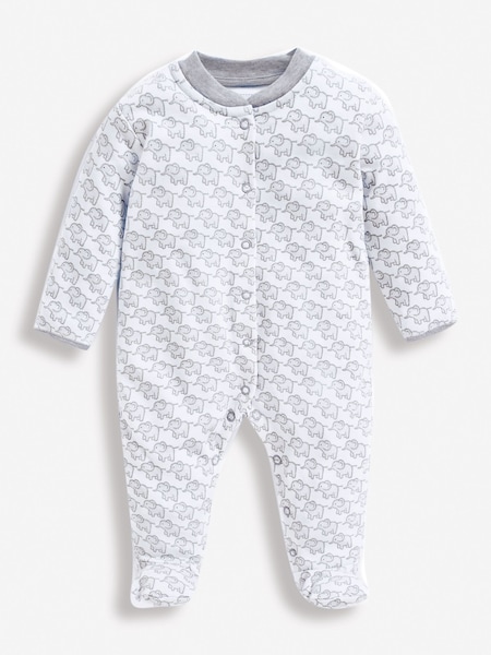 Gris claro - Jojo Maman Bébé Little Elephant Cotton Baby Sleepsuit (U06721) | 32 €