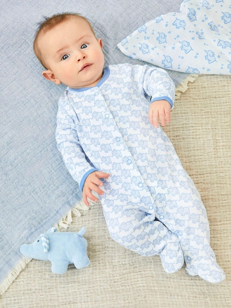 Babyblau - JoJo Maman Bébé Little Elephant Baby-Schlafanzug aus Baumwolle (U06722) | 32 €