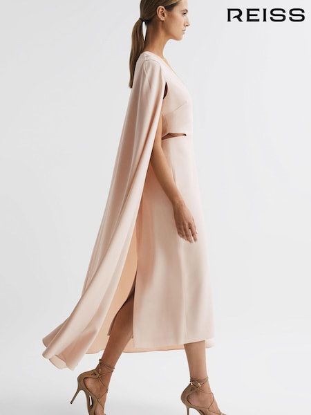 Reiss Nude Kate Cape-Style Midi Dress (U06728) | €392