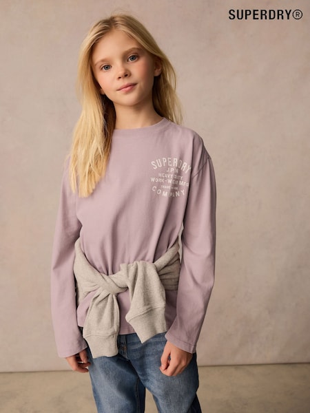Flieder-Violett - Superdry Long Sleeve Workwear Printed T-Shirt (U06840) | 25 € - 34 €
