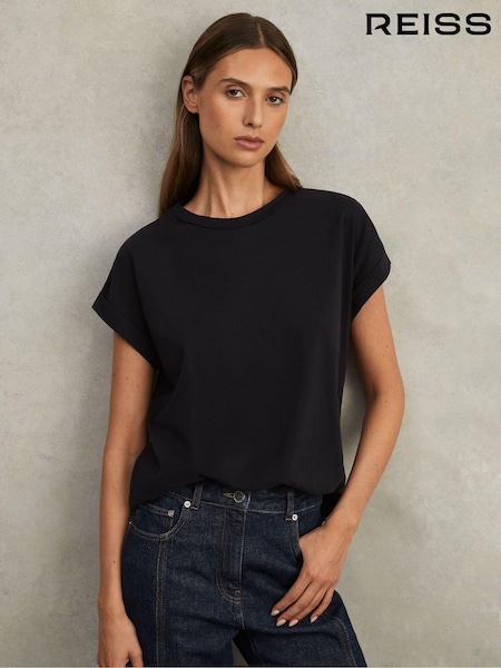 Reiss Navy Tereza Cotton-Jersey Crew Neck T-Shirt (U08201) | €50