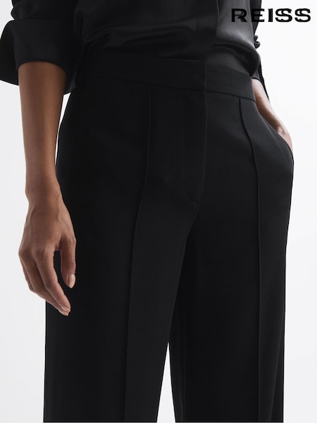 Reiss Black Aleah Elasticated Waist Wide Leg Trousers (U08204) | €70