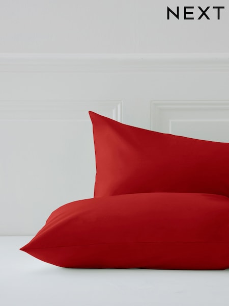 Set of 2 Red Easy Care Polycotton Pillowcases (U08349) | AED16 - AED22