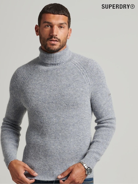 Gri - Pulover gros cu guler rulat Superdry alpaca (U08440) | 0 LEI