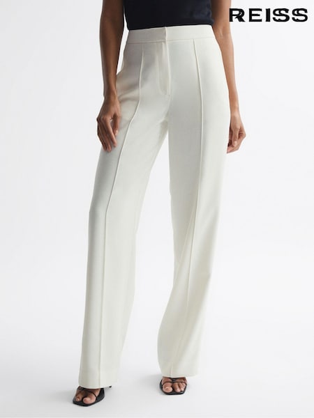 Reiss Cream Aleah Elasticated Waist Wide Leg Trousers (U08647) | €54