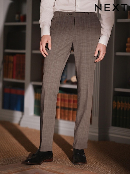 Brown Skinny Fit Check Suit: Trousers (U09281) | €10