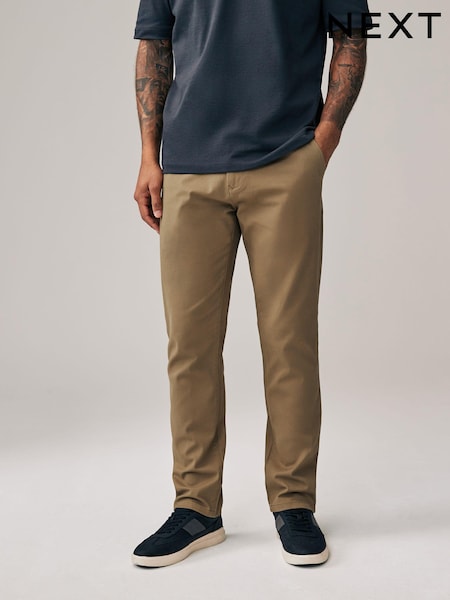 Tan Light Slim Fit Stretch Chinos Trousers (U09508) | €26