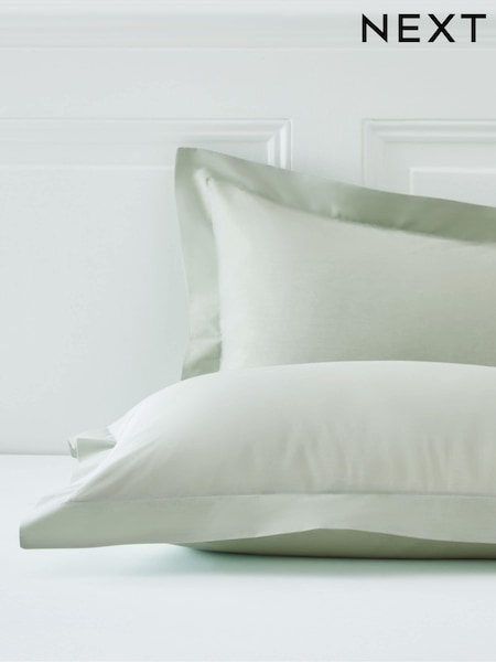 Set of 2 Green Pale Sage Cotton Rich Pillowcases (U09538) | 274 UAH - 352 UAH