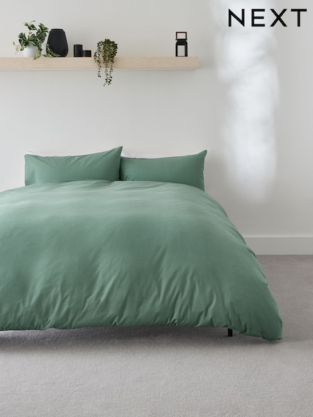 Sage Green Easy Care Polycotton Plain Duvet Cover and Pillowcase Set (U09539) | €5 - €15