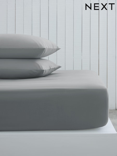 Grey Mid Cotton Rich Deep Fitted Sheet (U09542) | €13 - €21