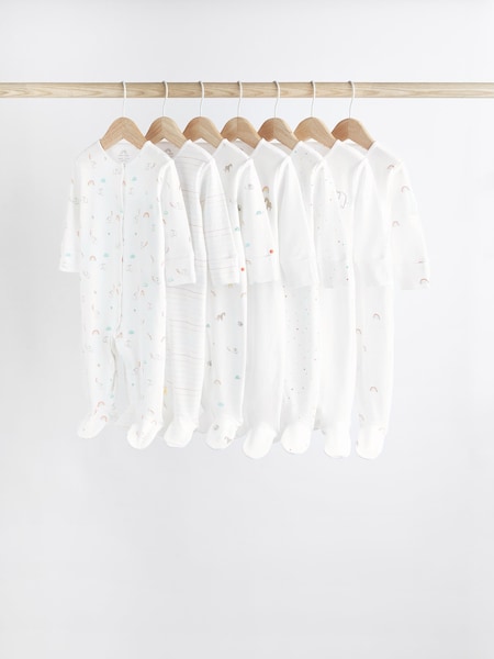 Белая яркая Animal - Baby Printed Long Sleeve Sleepsuits (0-2yrs) (U09997) | €30 - €32