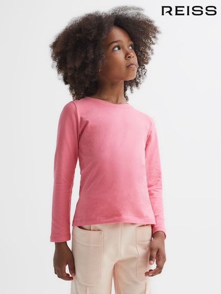 Reiss Pink Mai Mai Junior Long Sleeve Crew Neck T-Shirt (U0D902) | €27