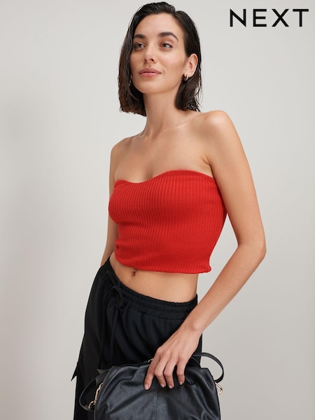 Red Bandeau Knit Top (U0N633) | €6