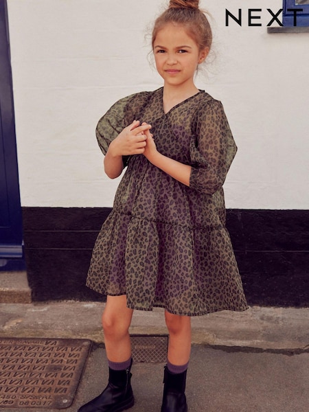 Animal Print Organza Wrap Dress (3-16yrs) (U10068) | €18 - €22