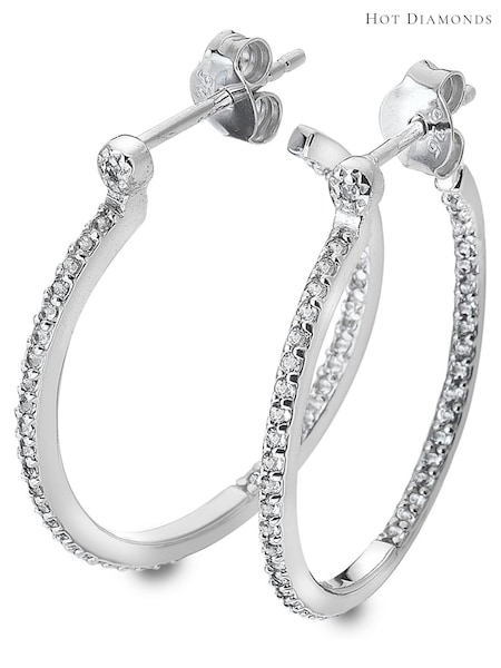Hot Diamonds Silver Tone White Topaz Hoop Earrings (U10144) | 6,609 UAH