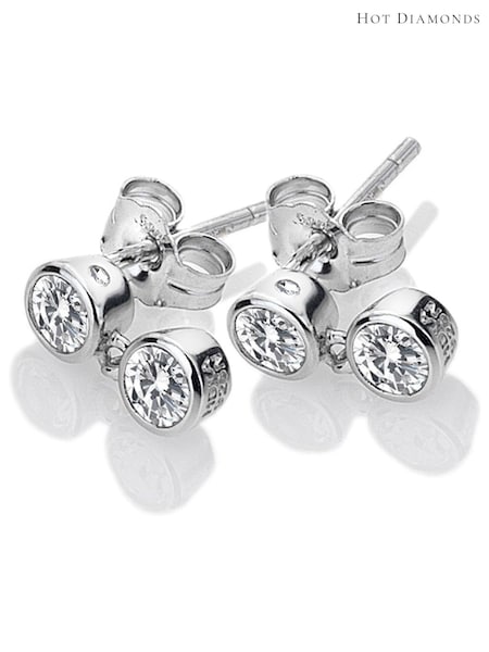 Hot Diamonds Silver Tone Tender White Topaz Double Drop Earrings (U10145) | €71