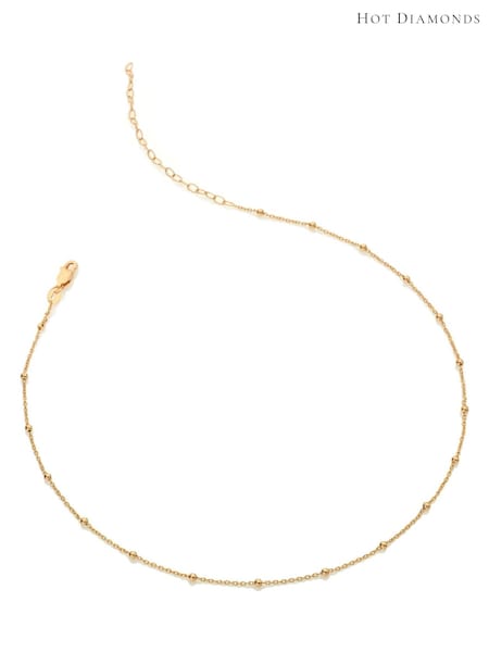Hot Diamonds Gold Tone Embrace Beaded Cable 32-39cm Chain Necklace (U10152) | €36