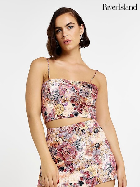 River Island Floral Asym Wrap Brown Skort (U10308) | €28