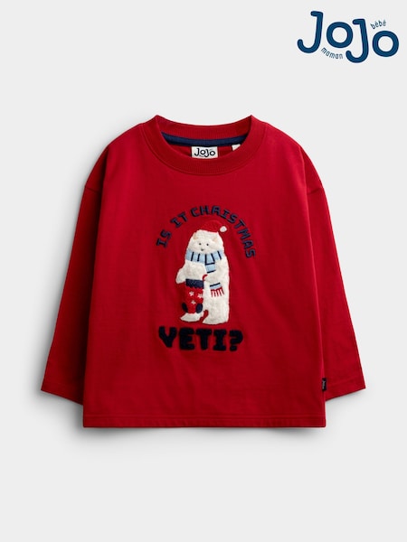 Dark Red Yeti - Jojo Maman Bébé Slogan Appliqué Top