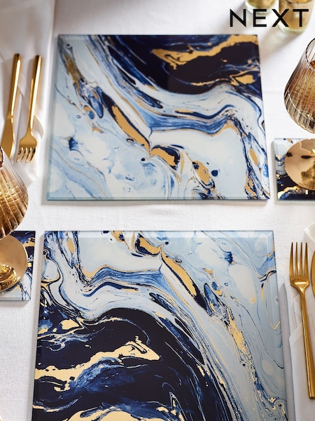 Set of 2 Navy Galaxy Glass Placemats (U10417) | €17.50