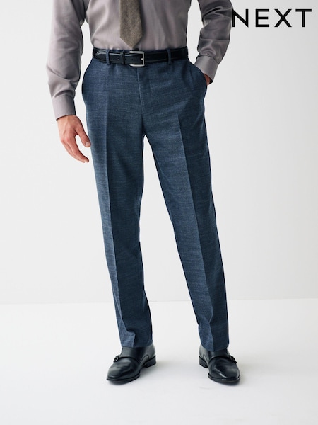 Blue Regular Fit Wool Blend Textured Suit: Trousers (U11124) | € 17