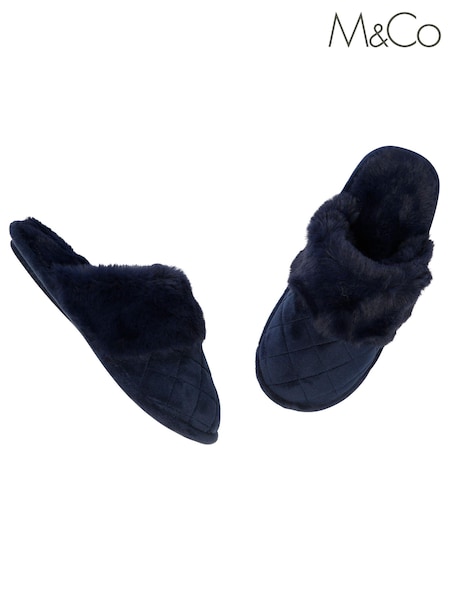 M&Co Blue Quilted Slippers (U11294) | €4