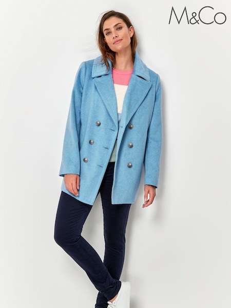 M&Co Blue Button Up Pea Coat (U11314) | €22