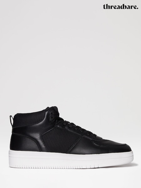 Threadbare Black Sport Panel High Top Trainers (U11456) | €28