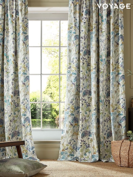 Voyage Sky Blue Country Hedgerow Pencil Pleat Curtains (U11860) | $131 - $249