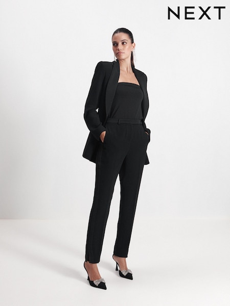Schwarz - Crepe Tailored Slim Trousers (U11973) | 6 €