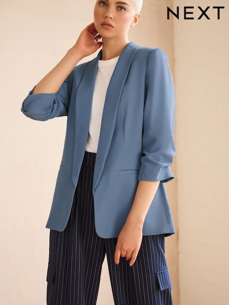 Blue Relaxed Ruched Sleeve Blazer (U11997) | €16